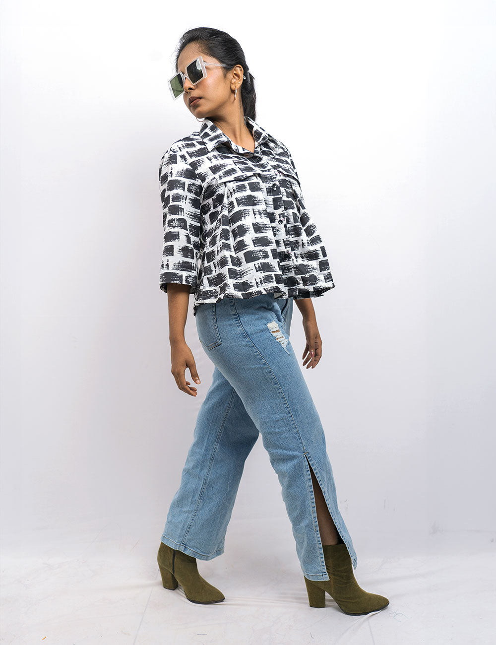 The 3B Balance – Black & White Patch Top