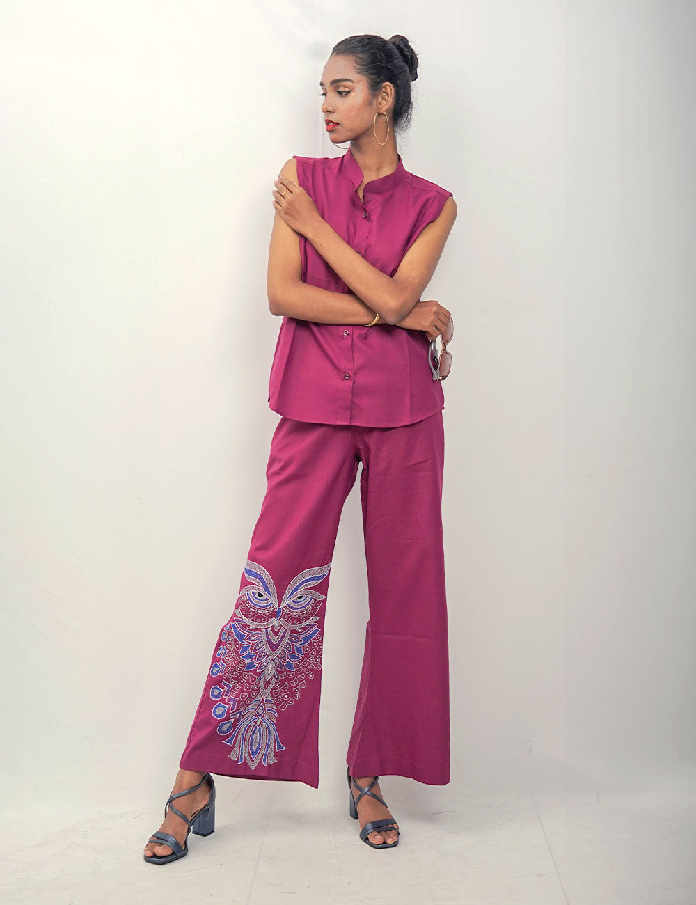 The Handmaiden’s Pet Co Ords – Dark Fuchsia Violet Colour- Professional Twin Set