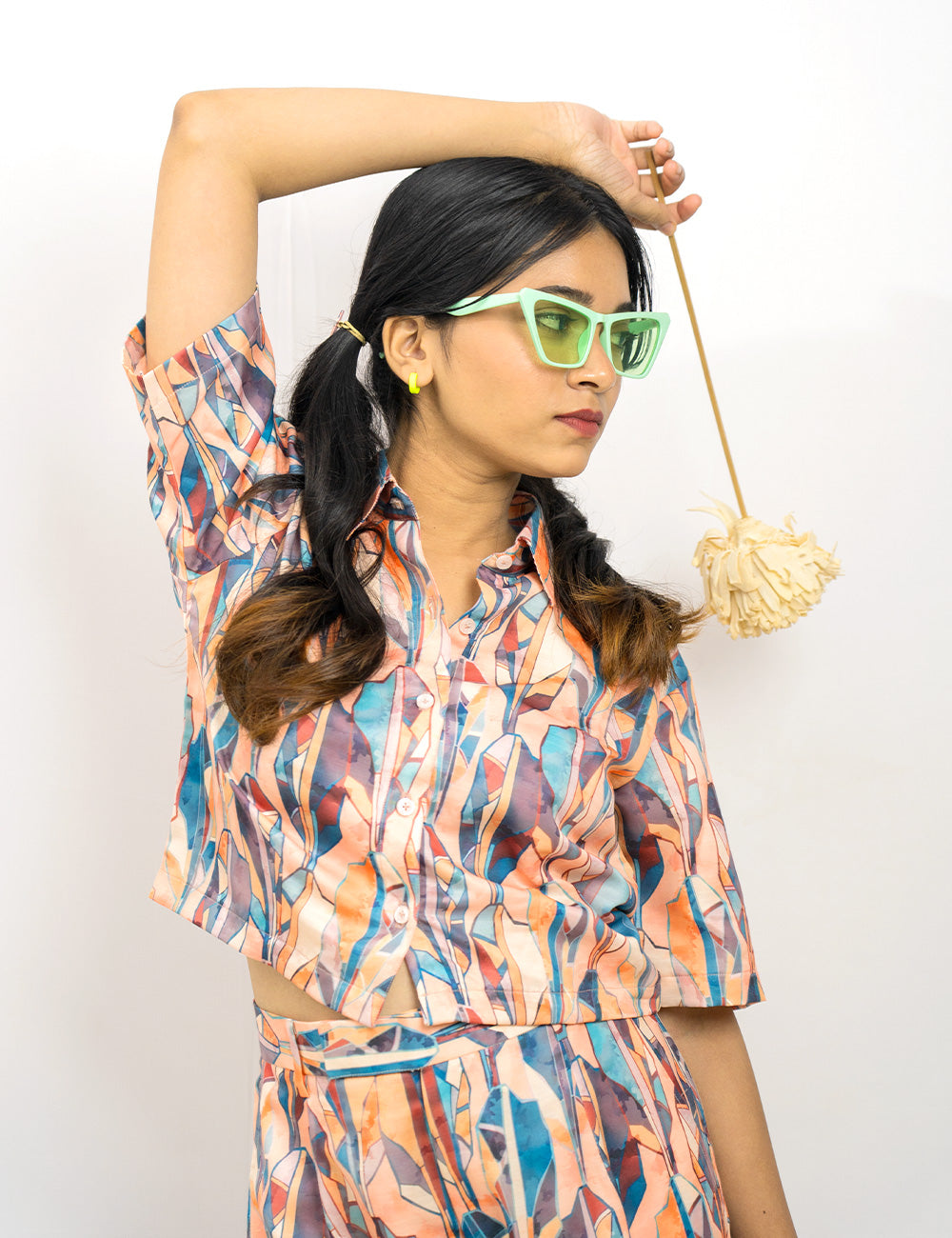 Splash of Shades – Light Tangerine Orange & Dusky Blue Co-Ords