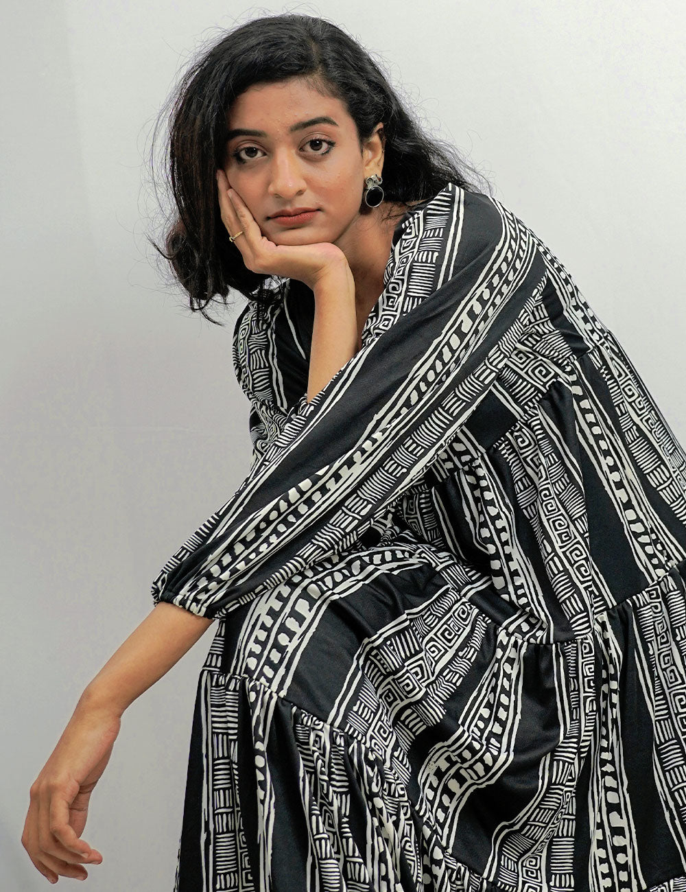 The Zesty Zebra – Black & White Maxi Dress