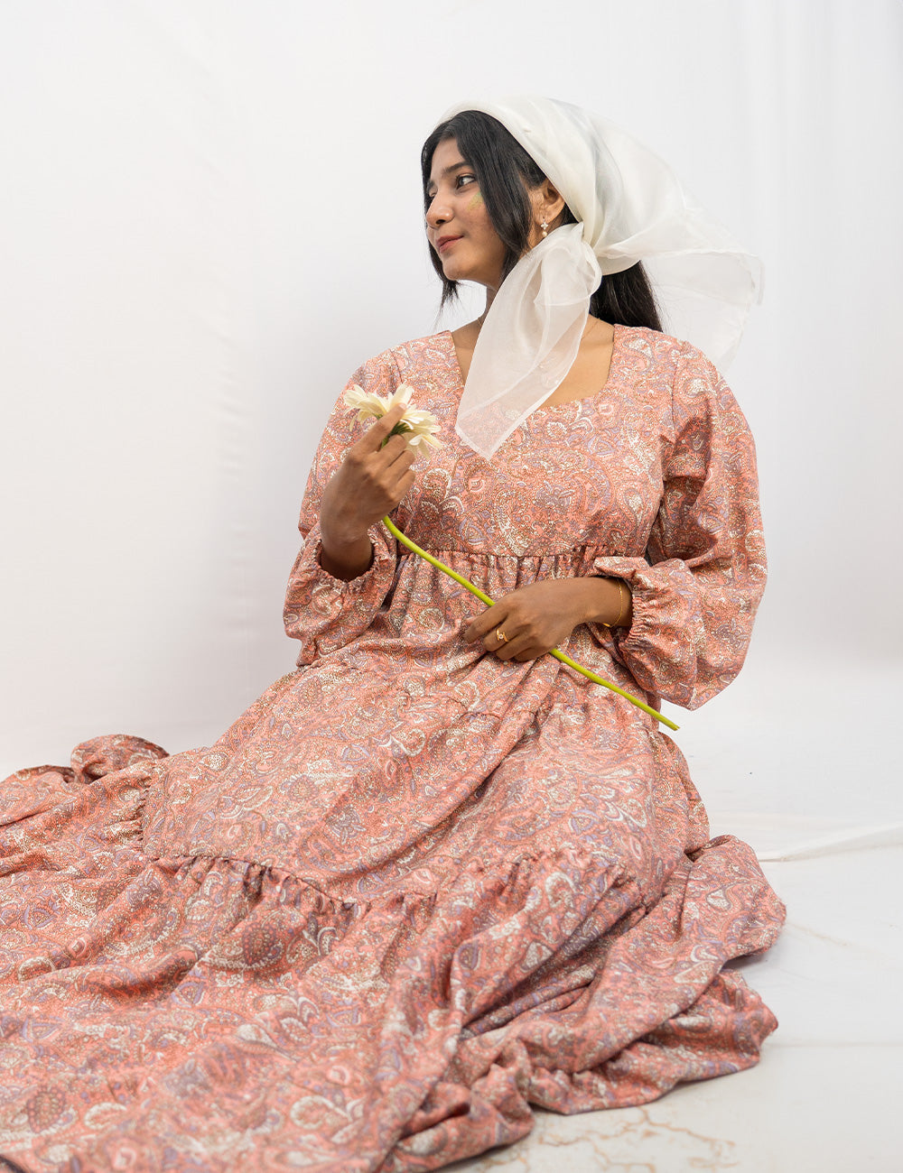 The Lady of Art – Dusty Orange Long Evening Gown