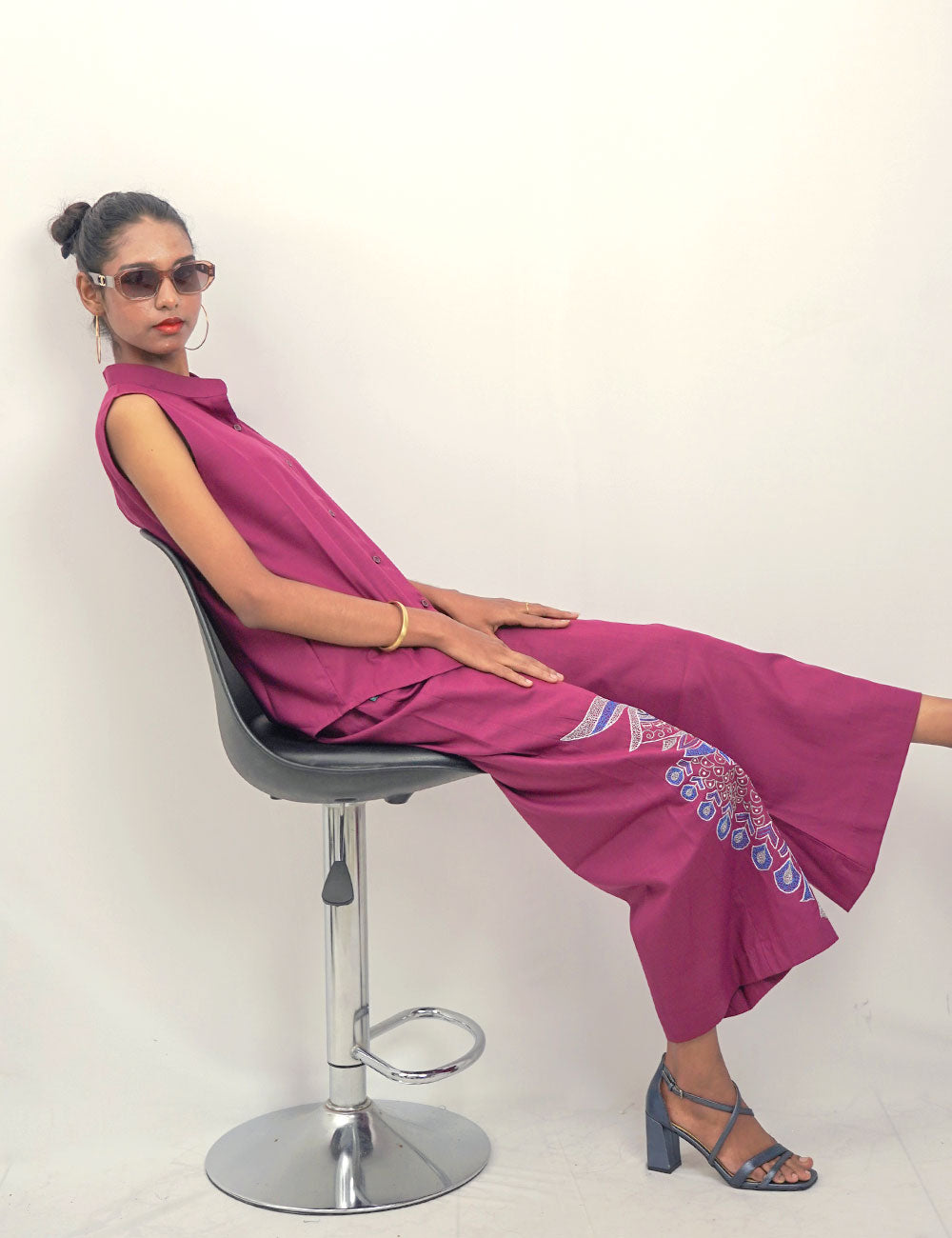 The Handmaiden’s Pet Co Ords – Dark Fuchsia Violet Colour- Professional Twin Set
