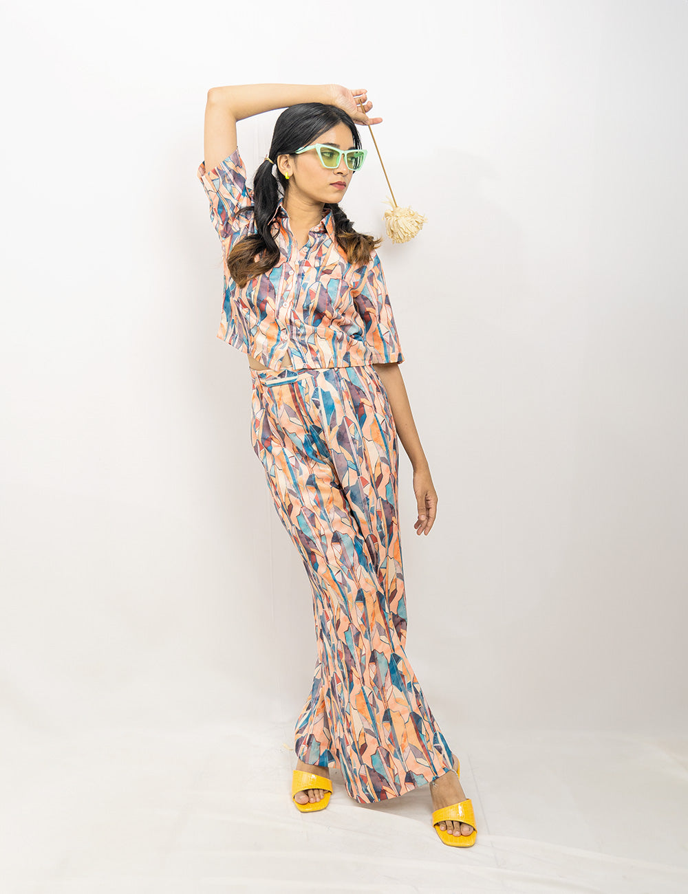 Splash of Shades – Light Tangerine Orange & Dusky Blue Co-Ords