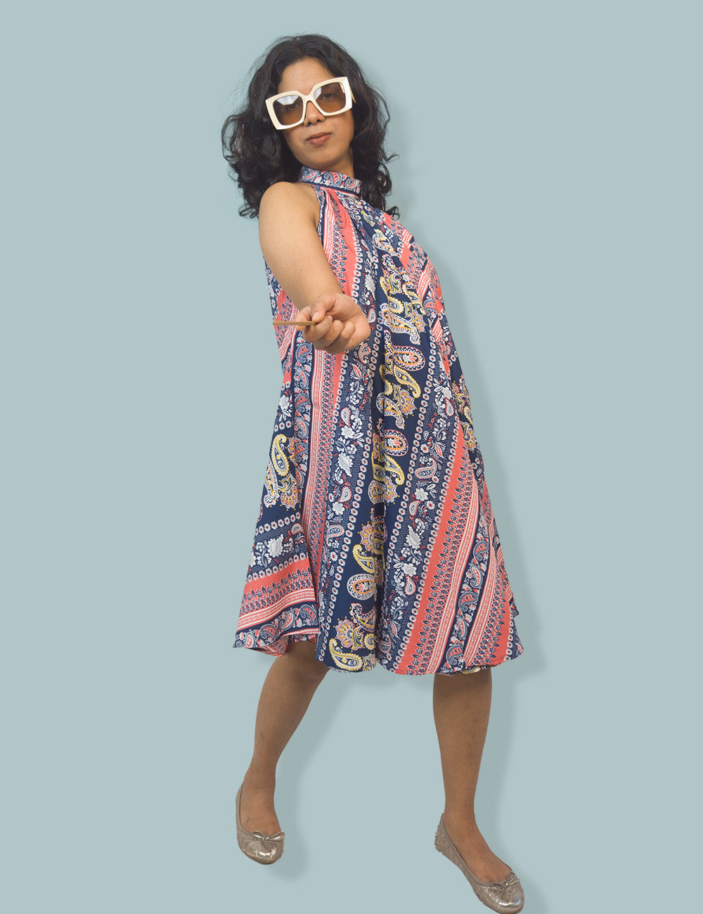 Paisley charms -Halter Neck Dress