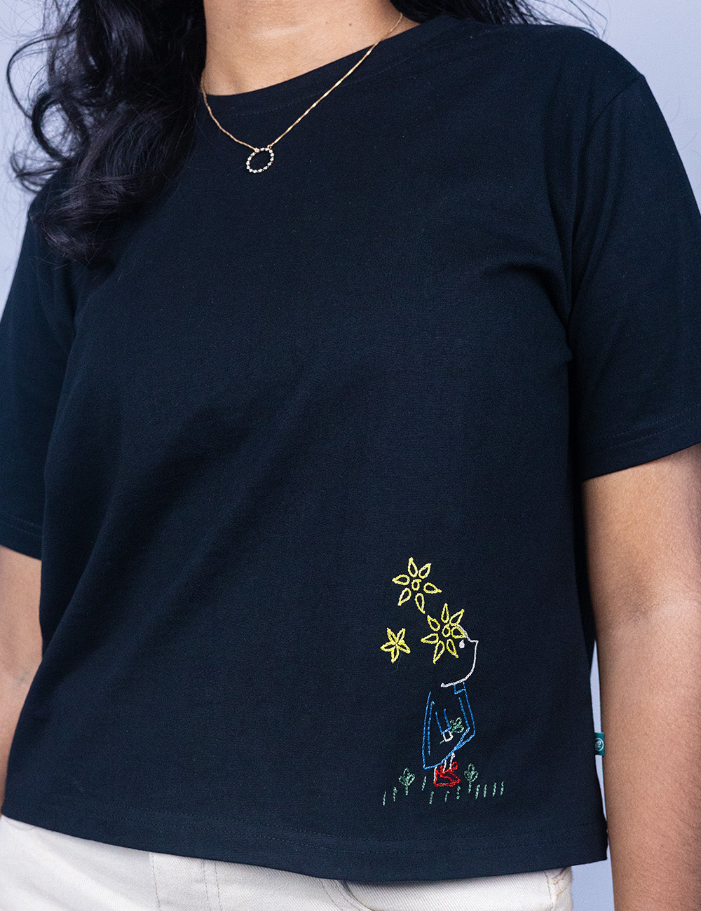 Little to Right "Flower Girl"- Hand Embroidered Tee