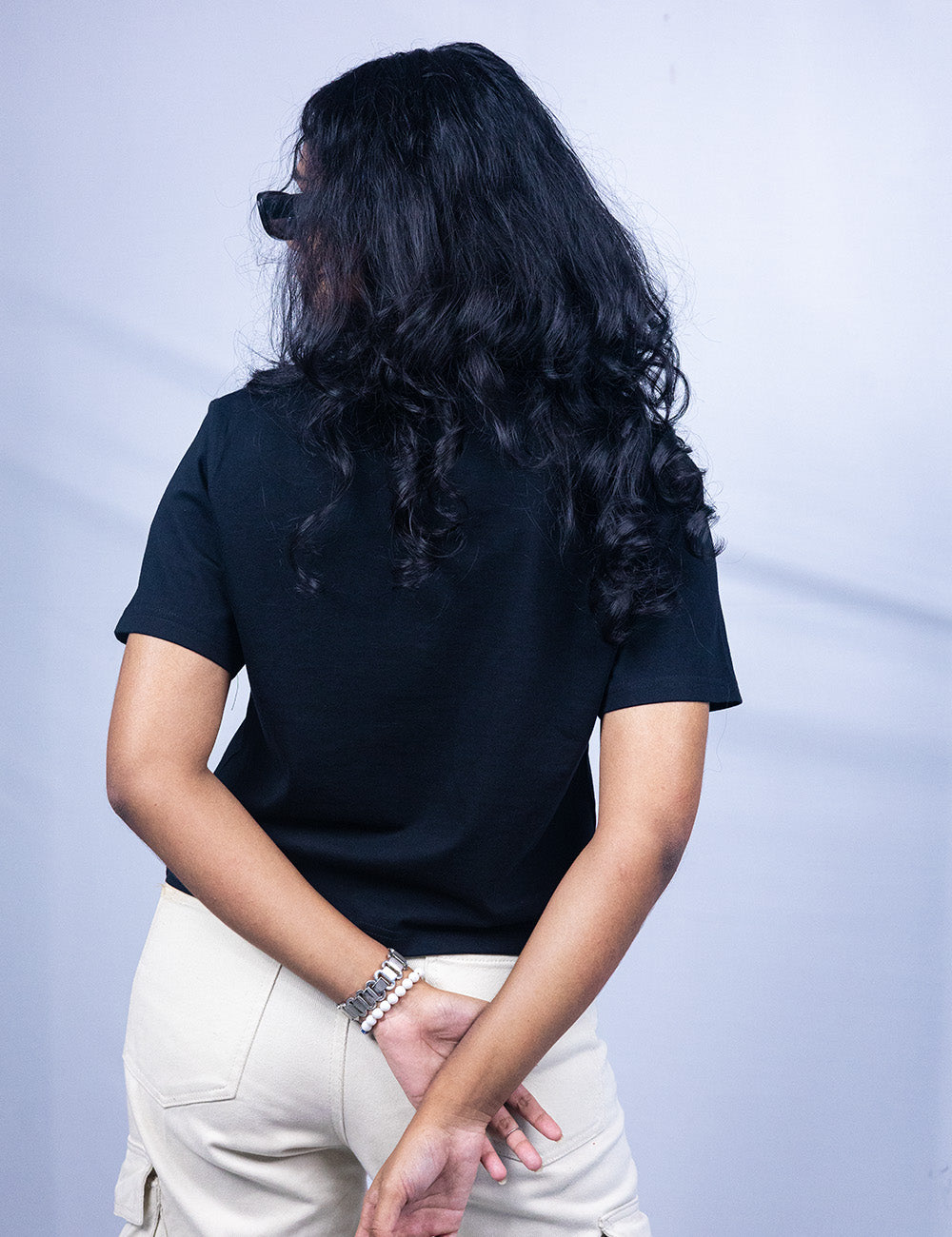 Little to Right "Poothumbi" - Black Hand Embroidered Tee