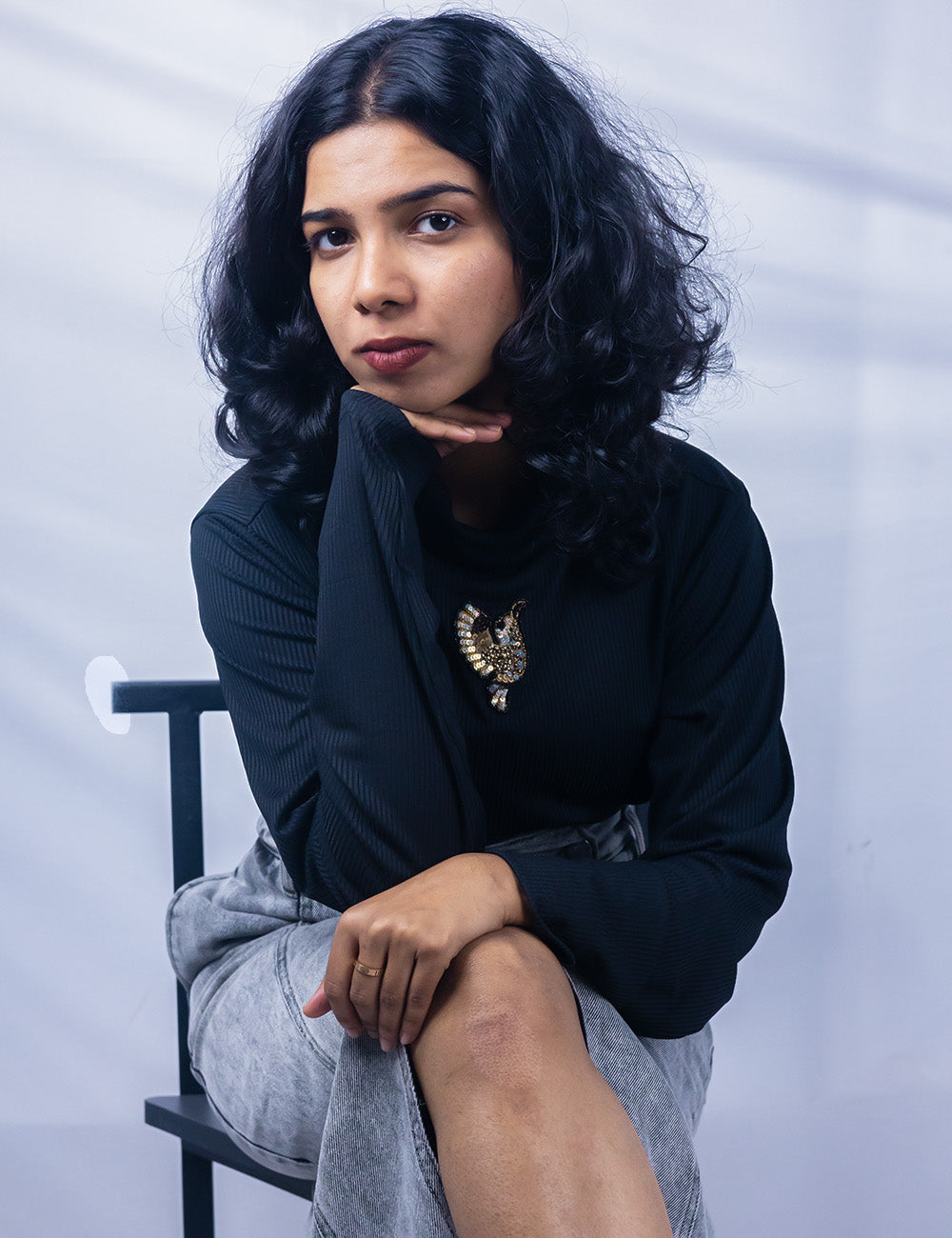 The Phoenix – Handworked Black Turtle Neck Tee