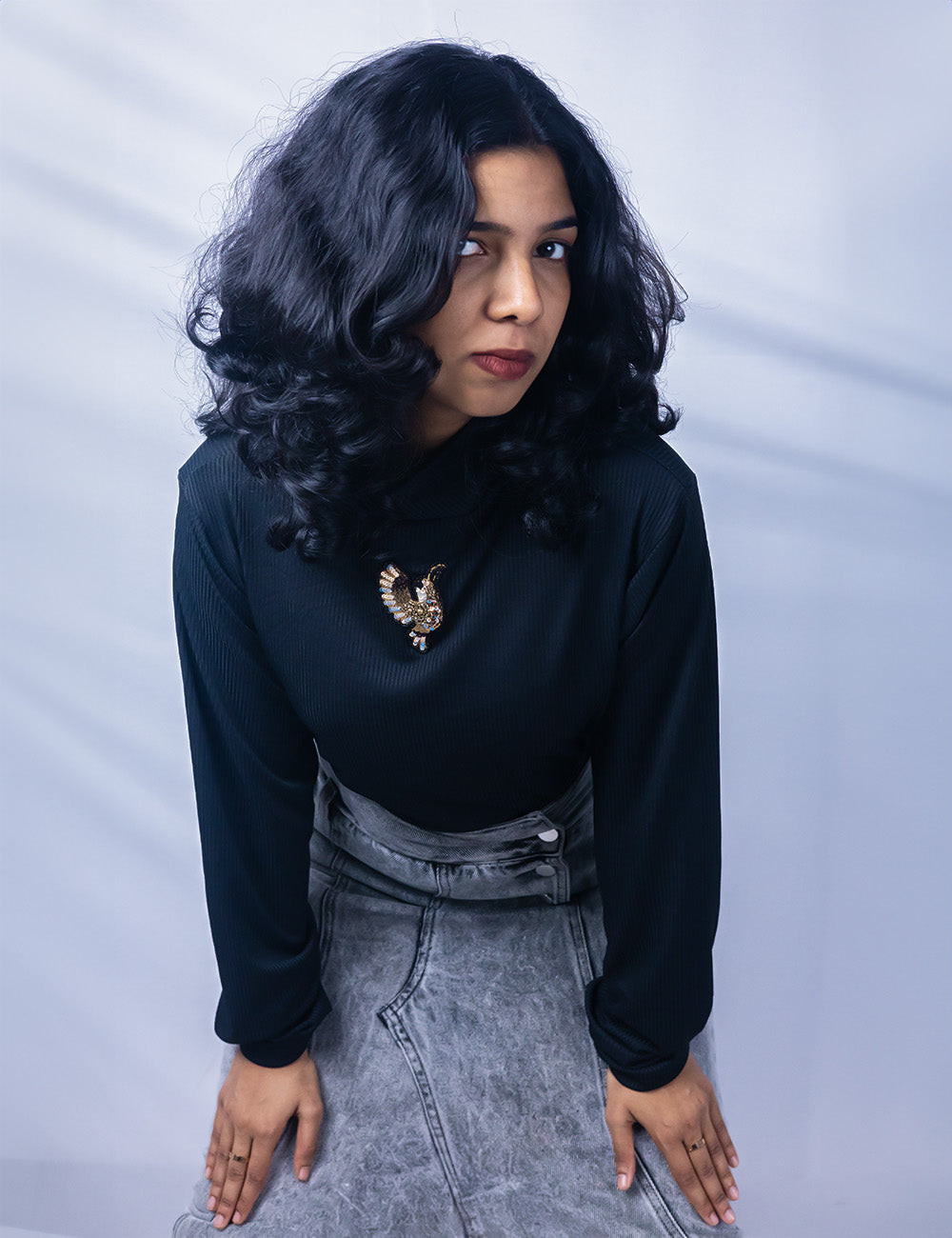 The Phoenix – Handworked Black Turtle Neck Tee
