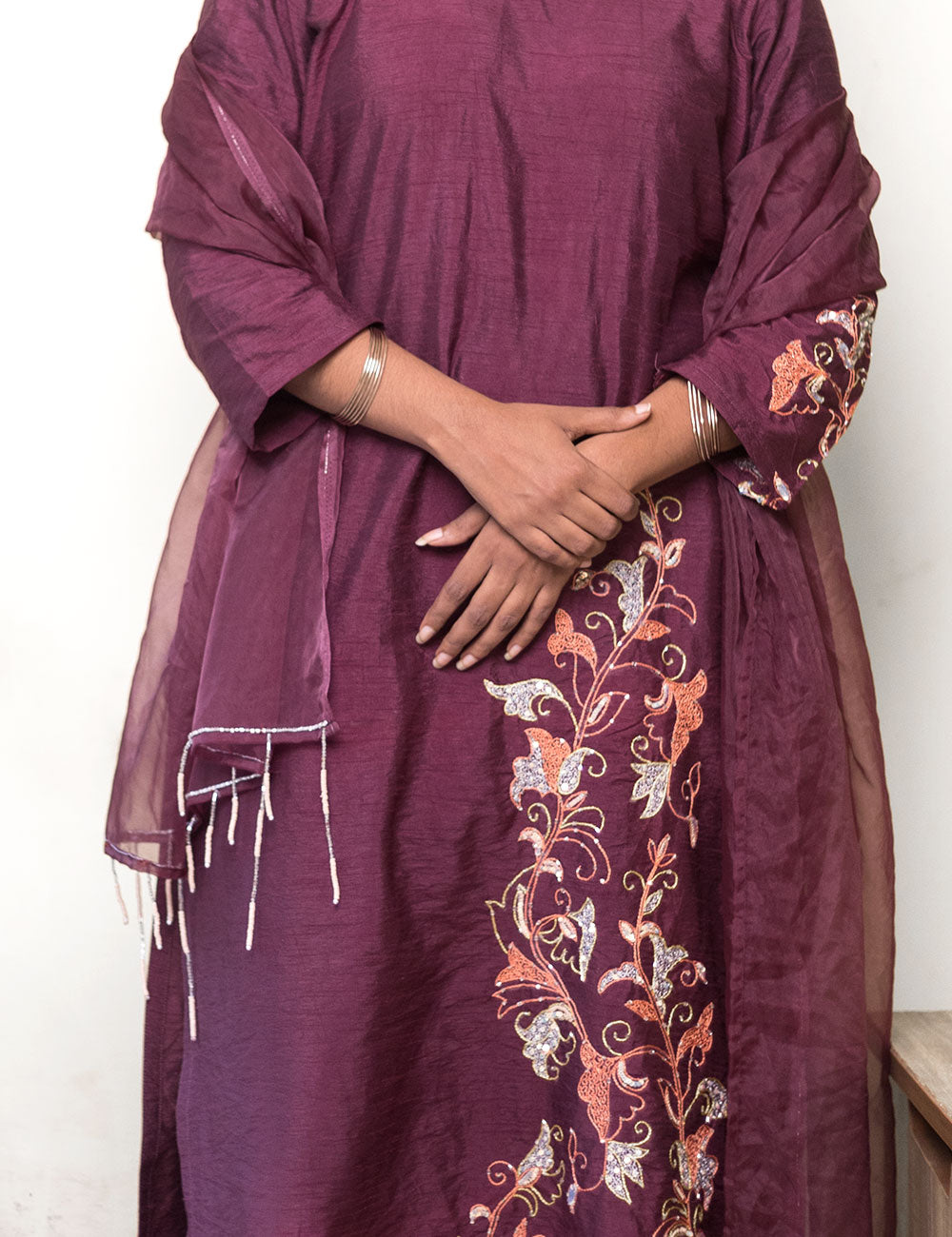 Noor – Boysenberry Purple Dupion Silk Salwar Set