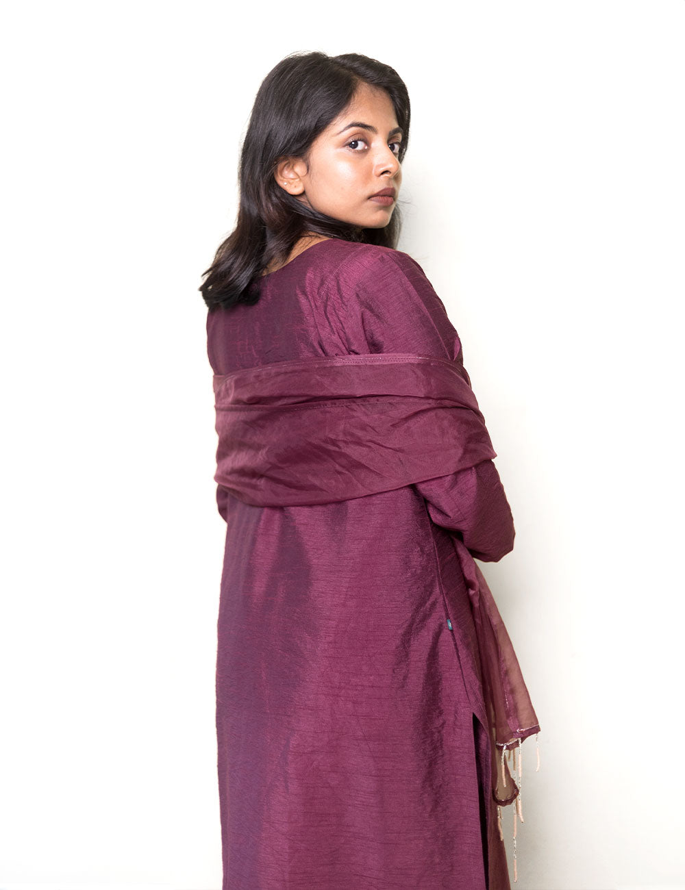 Noor – Boysenberry Purple Dupion Silk Salwar Set