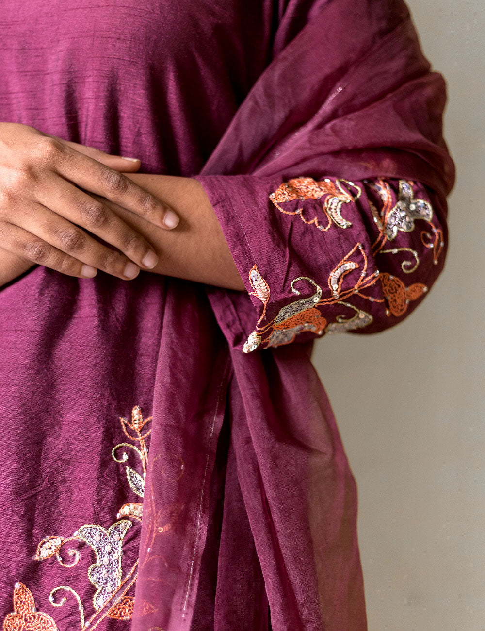 Noor – Boysenberry Purple Dupion Silk Salwar Set