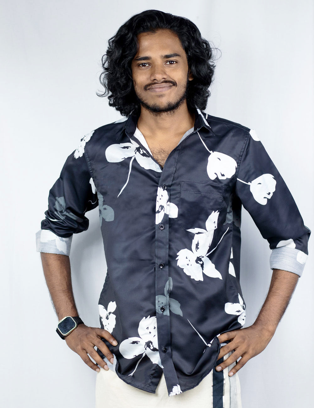 The Camouflage – Floral Printed Black Shirt