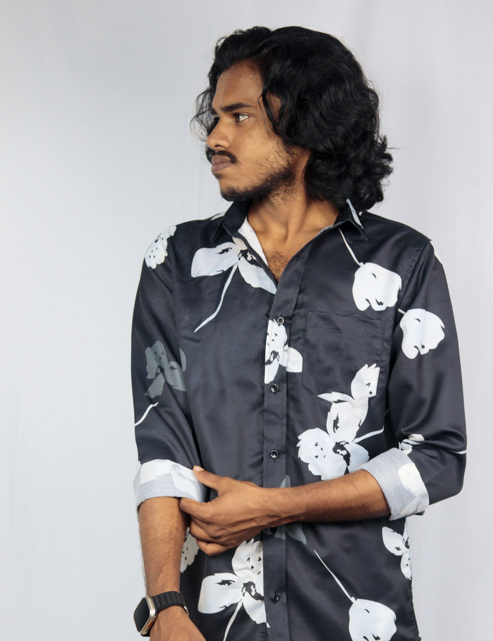 The Camouflage – Floral Printed Black Shirt
