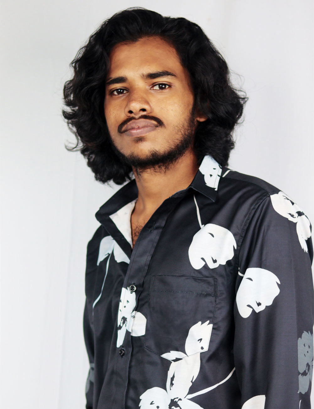 The Camouflage – Floral Printed Black Shirt