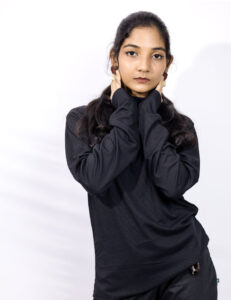 The Madame Web - Hand worked Black Turtleneck Tee