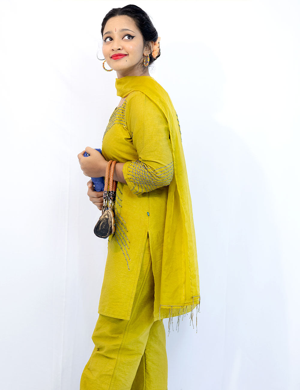 Teens of 80’s – Chartreuse Green Dupion Silk Churidar Set