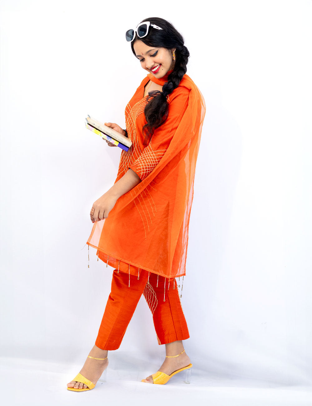 Teens of 80’s – Metallic Orange Dupion Silk Salwar Set