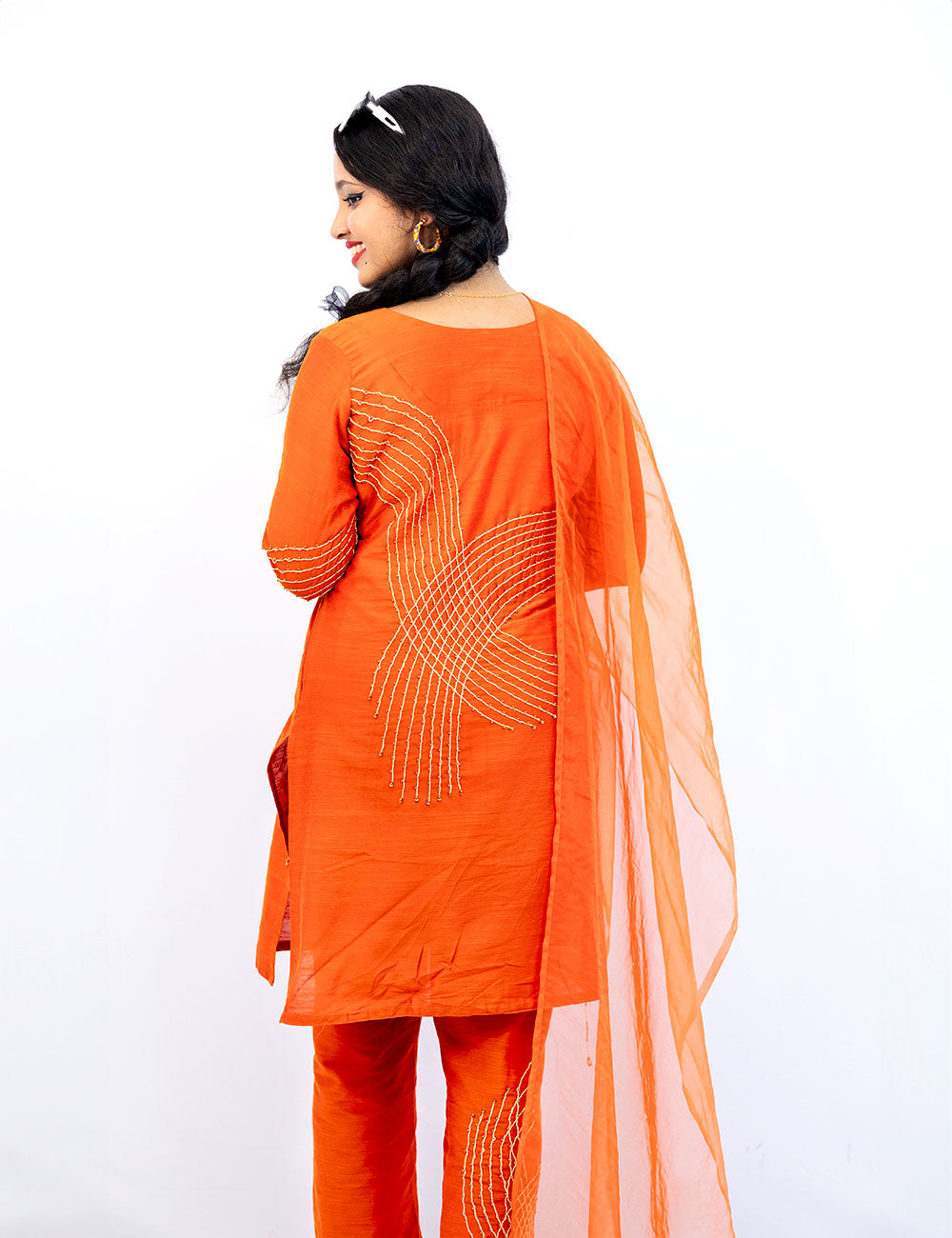 Teens of 80’s – Metallic Orange Dupion Silk Salwar Set