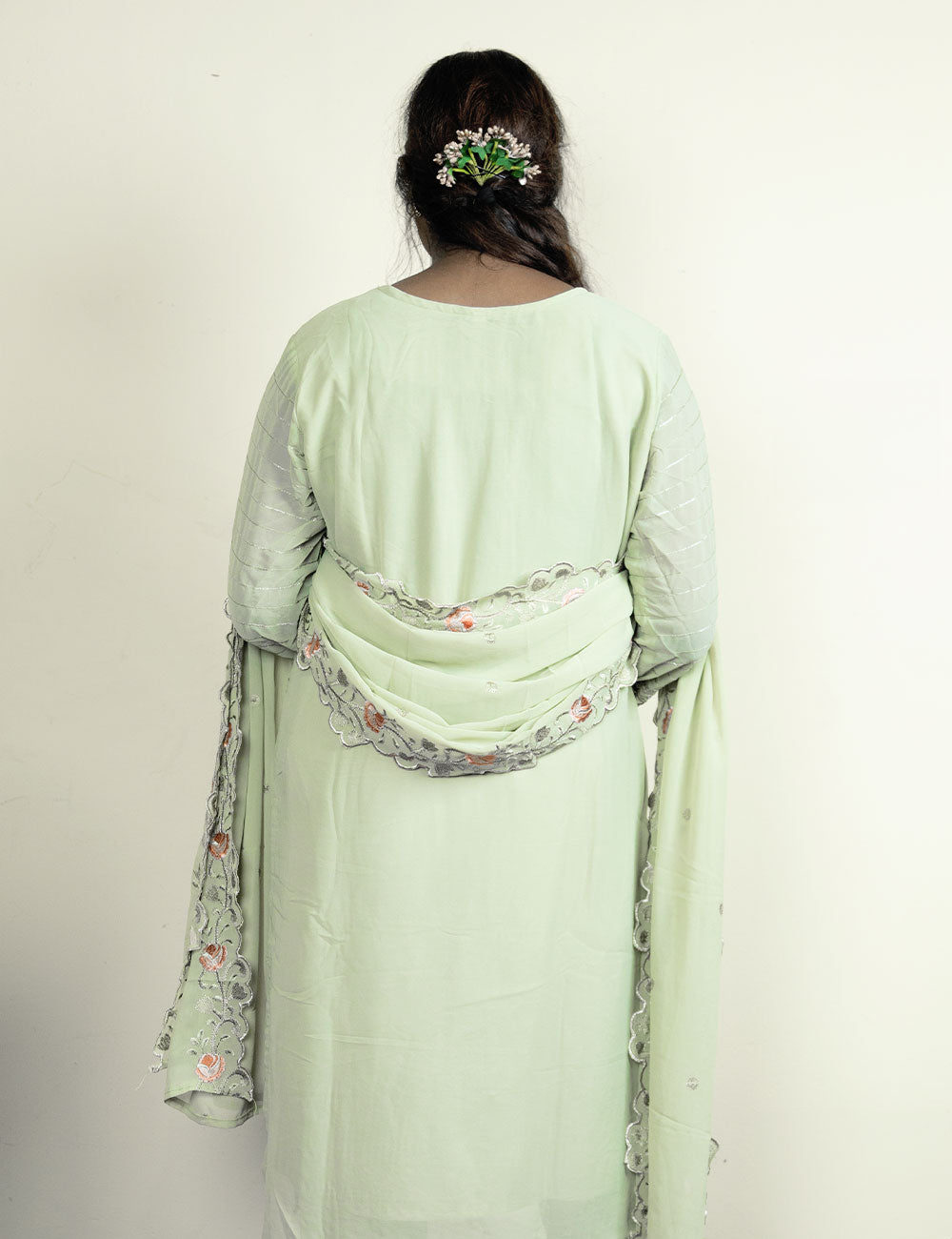 Mumtaaz – Pastel Tea Green Georgette Churidar Set