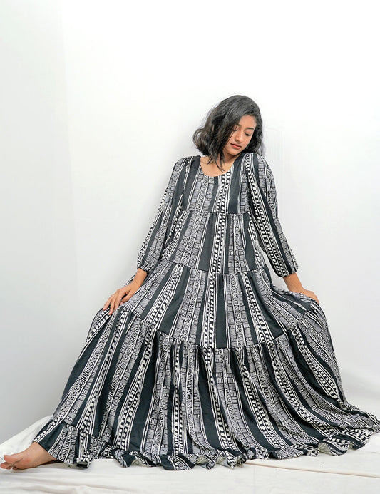 The Zesty Zebra – Black & White Maxi Dress