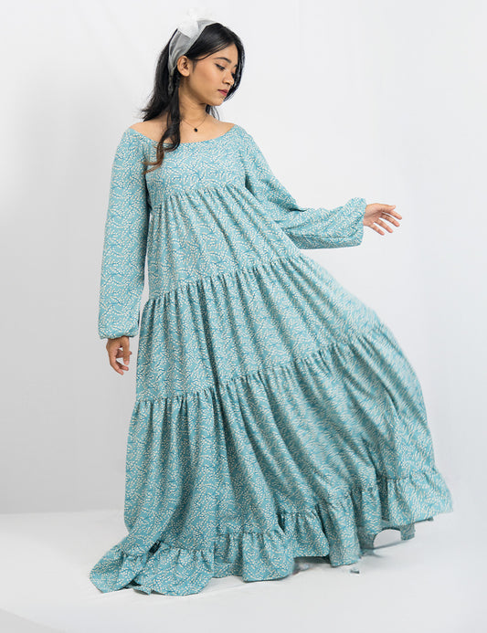 The Lady of Art- Light Sky Blue Long Maxi Dress -Evening Gown