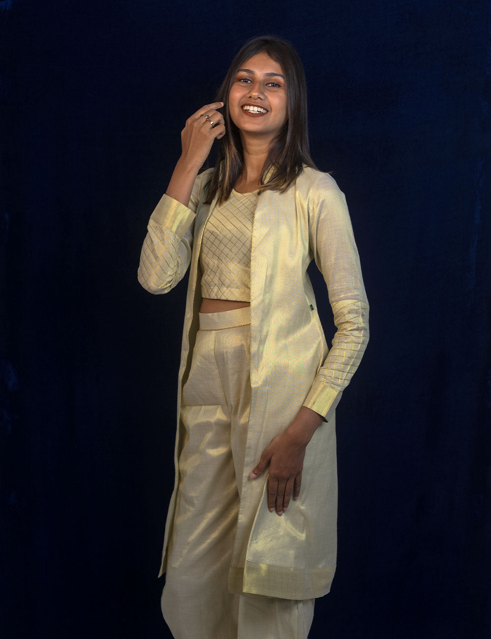 Proudi – Royal Golden Tri-Set of Co Ords & Coat