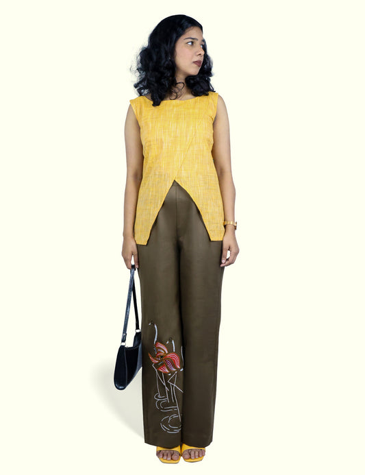The Flapped Over Top & Hand embroidered Pant set