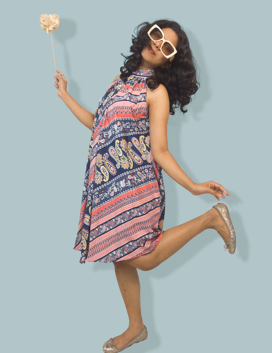 Paisley charms -Halter Neck Dress
