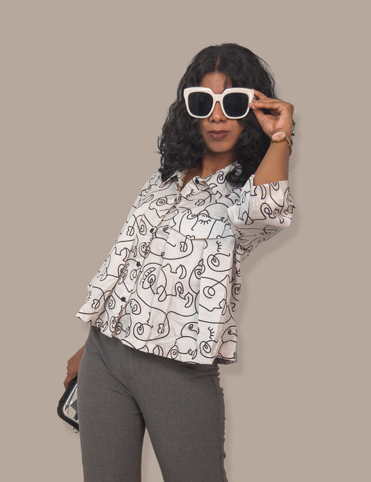 The Conceal- A Women's shirt made of abstract print