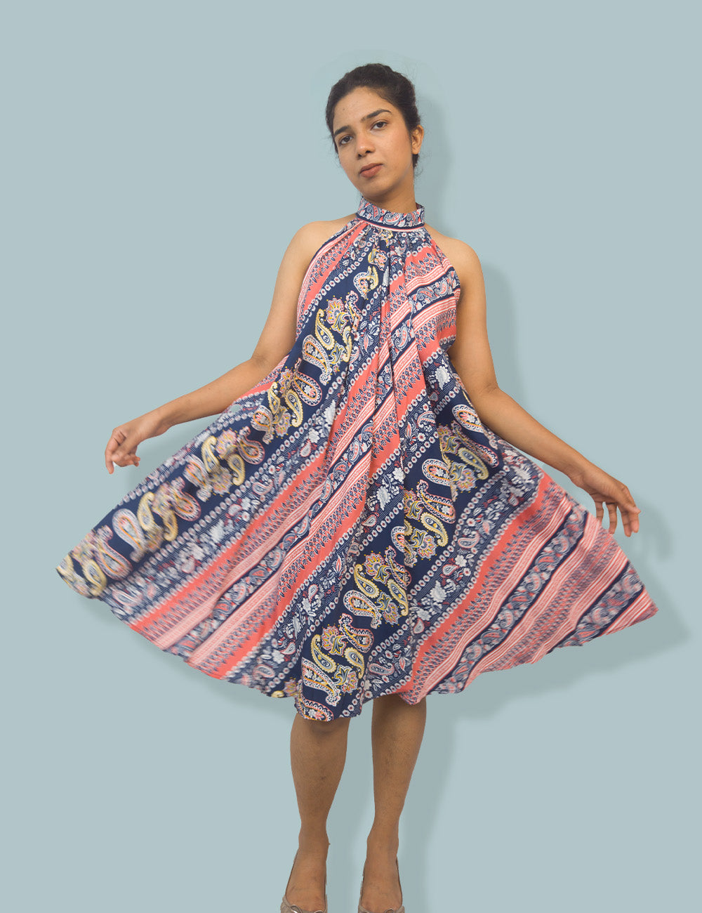 Paisley charms -Halter Neck Dress