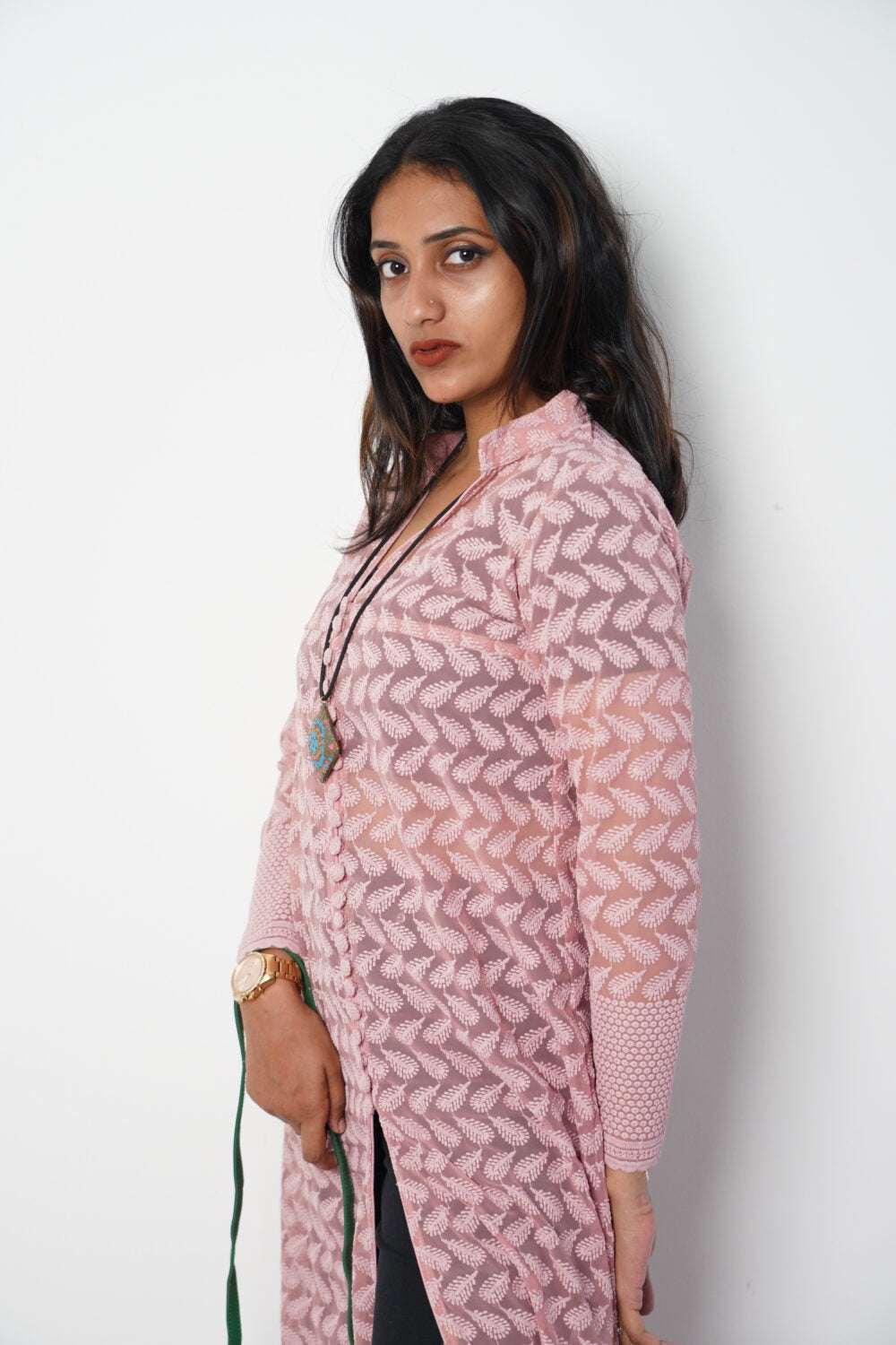 Pink Blossom – Printed Long Cardigan