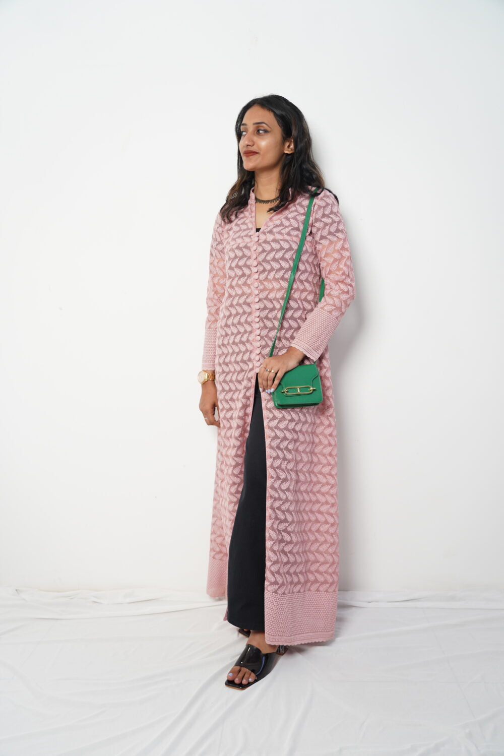 Pink Blossom – Printed Long Cardigan
