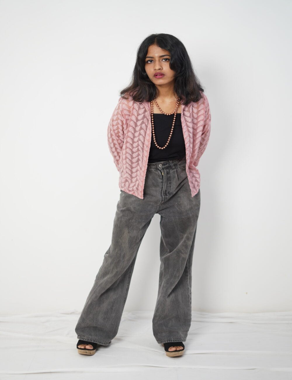 Pink Blossom – Long Sleeve Mid Length Cardigan