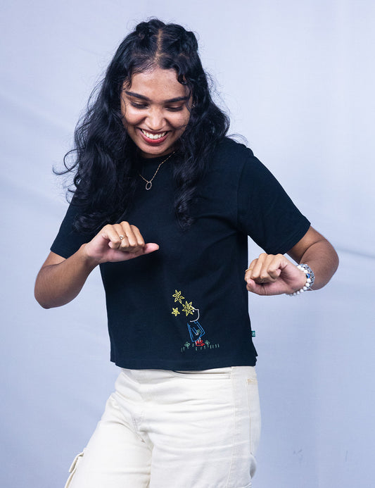 Little to Right "Flower Girl"- Hand Embroidered Tee