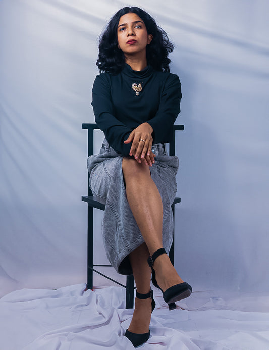 The Phoenix – Handworked Black Turtle Neck Tee