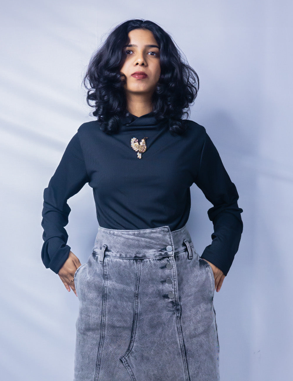 The Phoenix – Handworked Black Turtle Neck Tee