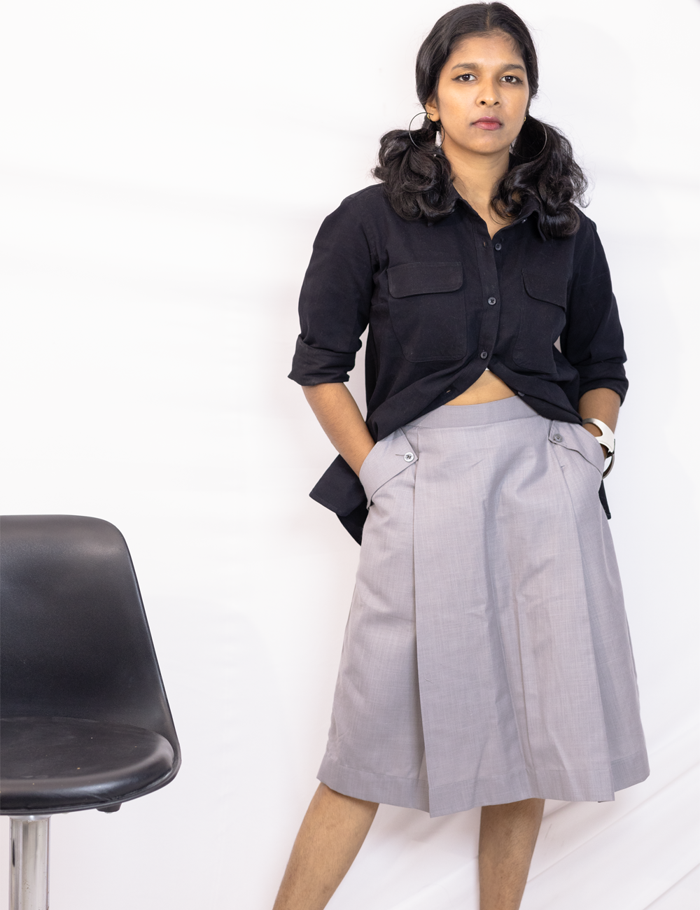 The Prestige – Raven Black Shirt & Ghost Grey Skirt