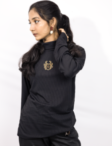 The Madame Web - Hand worked Black Turtleneck Tee