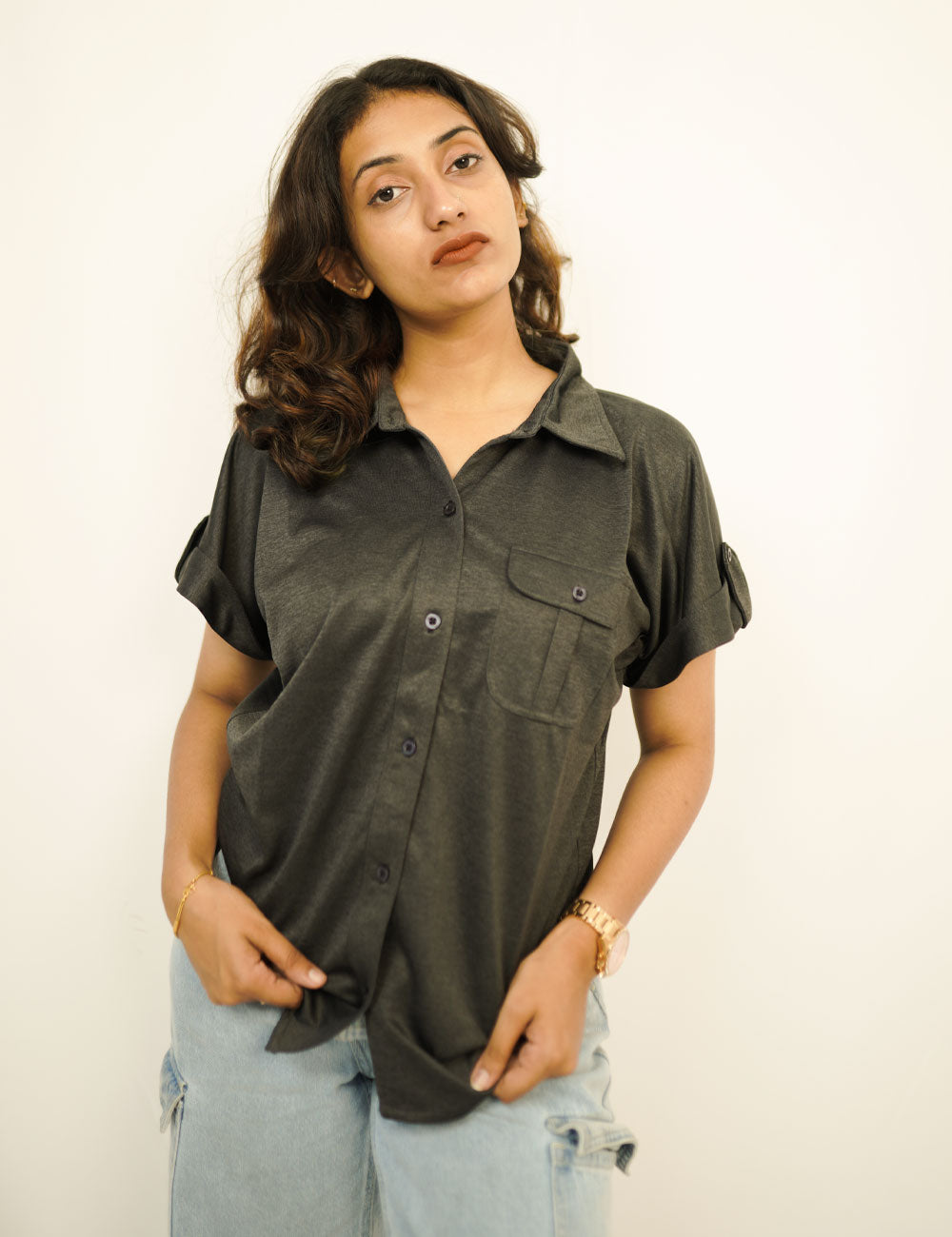Lucy – Winter Black Casual Shirt