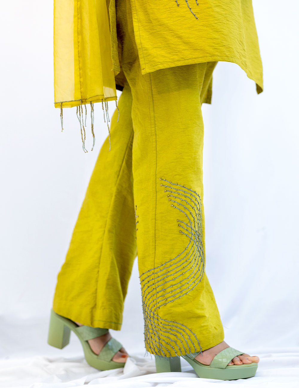 Teens of 80’s – Chartreuse Green Dupion Silk Churidar Set