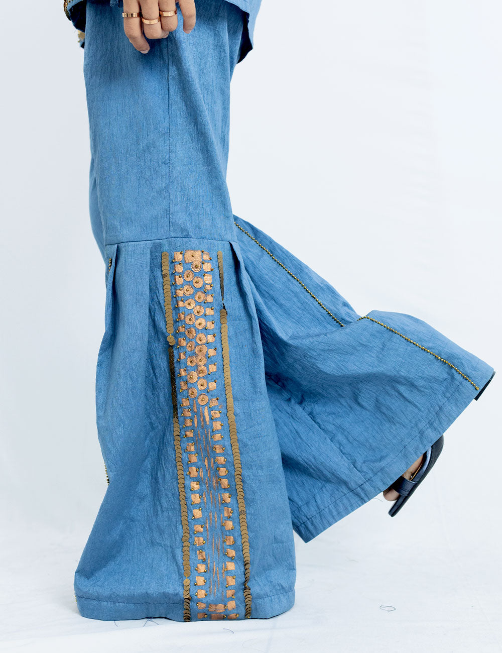 Patola – Metallic Carolina Blue Silk Churidar Set