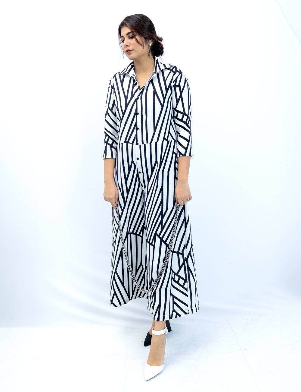 The Fallen Lines – B&W Striped Jumpsuits