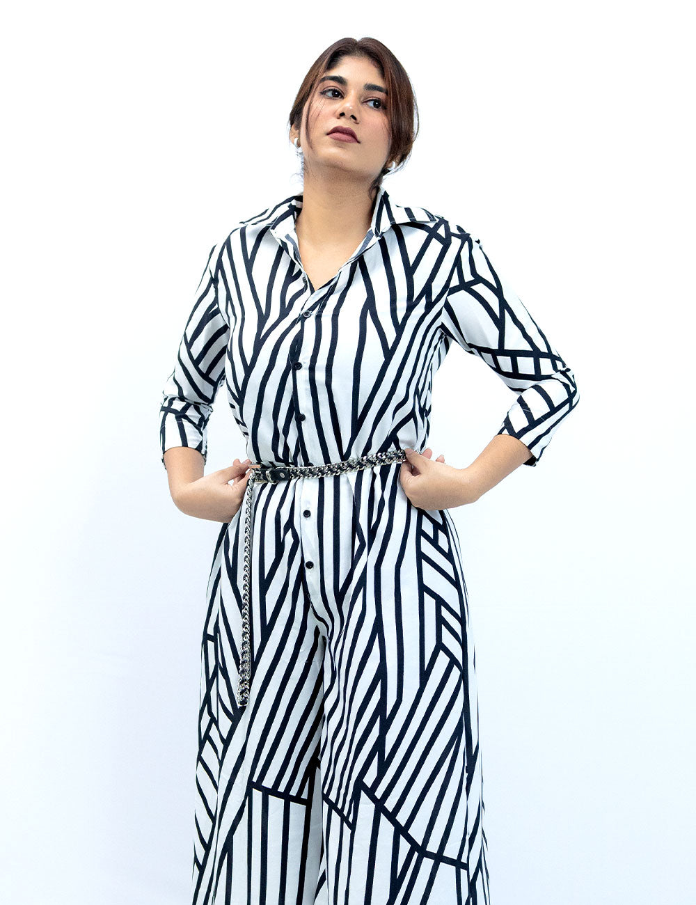 The Fallen Lines – B&W Striped Jumpsuits