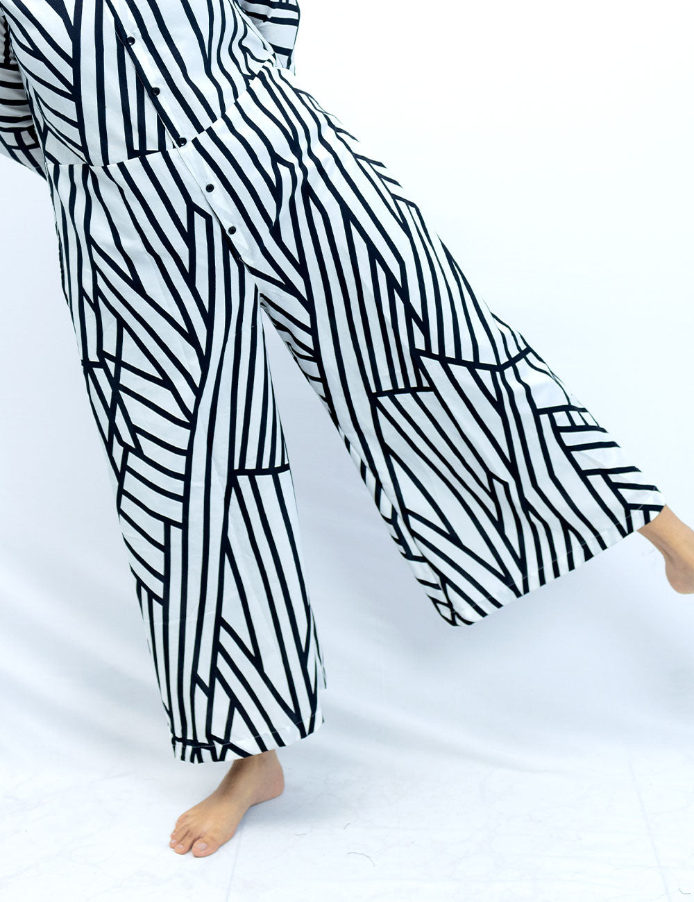 The Fallen Lines – B&W Striped Jumpsuits