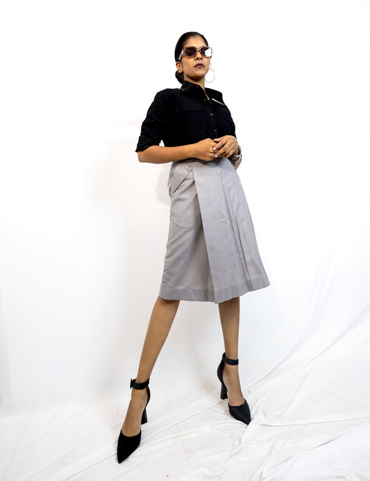 The Prestige – Raven Black Shirt & Ghost Grey Skirt