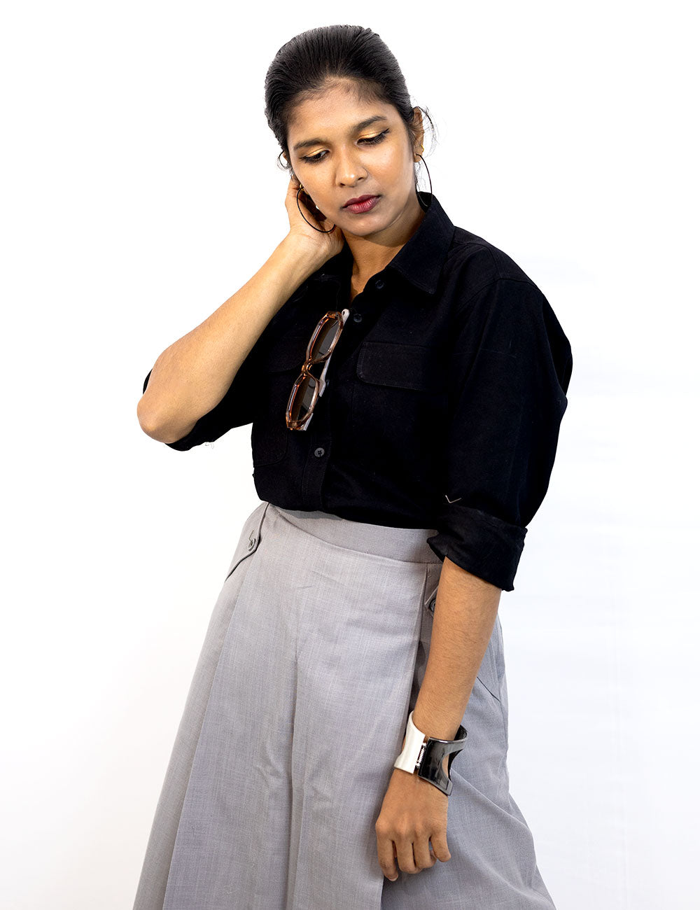 The Prestige – Raven Black Shirt & Ghost Grey Skirt