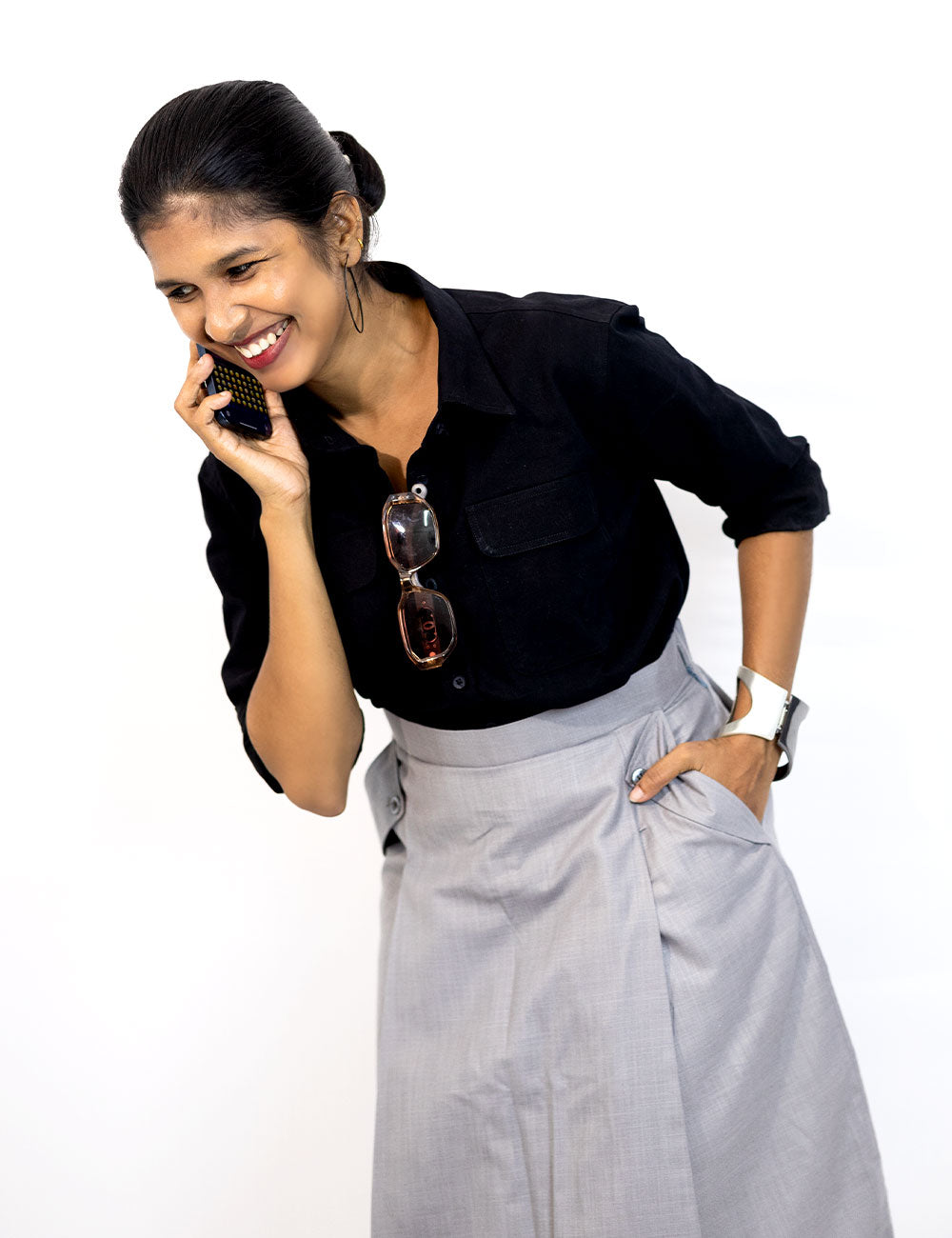 The Prestige – Raven Black Shirt & Ghost Grey Skirt